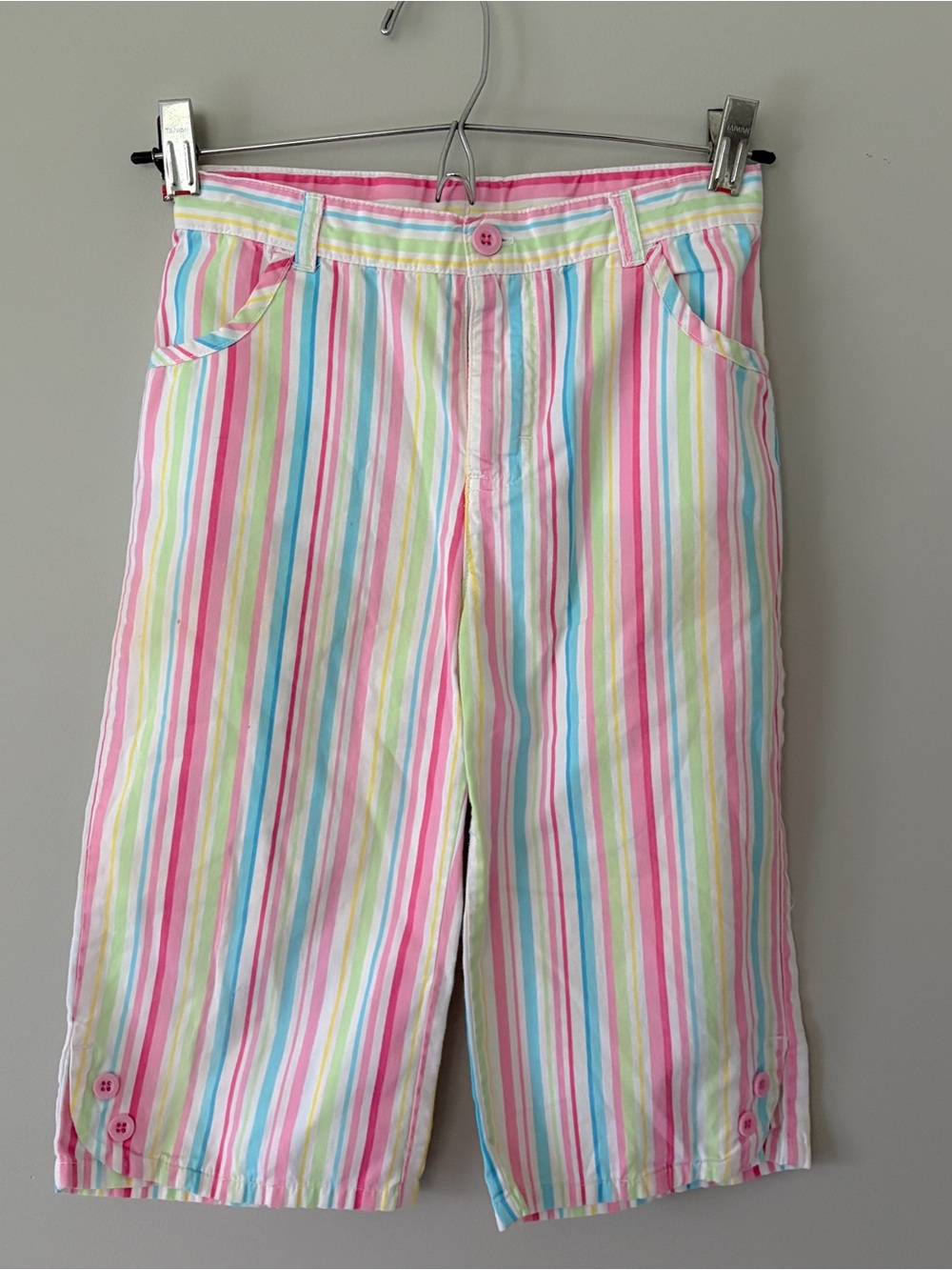 healthtex Pastel Striped Casual Shorts in Pink, Blue, Yellow, Green, White